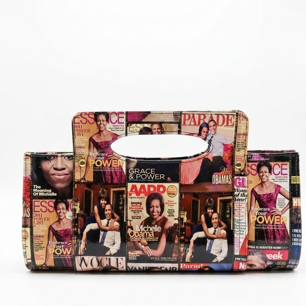 Vibrant Michelle Obama Magazine Print Women's Clutch